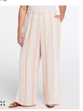 ELLA RAFAELLA Linen blend pull on pants  Striped wide legged Size  X-Large